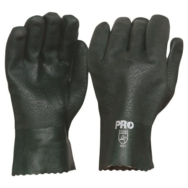 Picture of PRO 27CM GREEN DOUBLE DIPPED PVC GLOVES LARGE